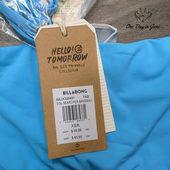 Billabong Sol Searcher Bandeau Bikini Top Size XS - Picture 3 of 5